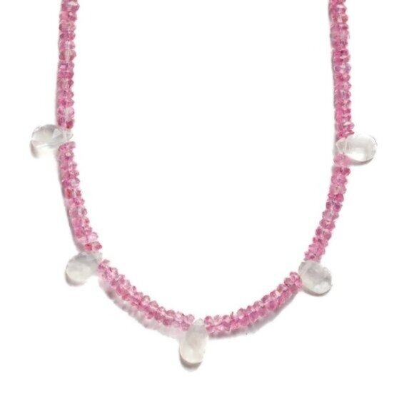 Pink Tourmaline & Moonstone Necklace Unique Handmade Necklace GORGEOUS & Unique - Picture 2 of 14
